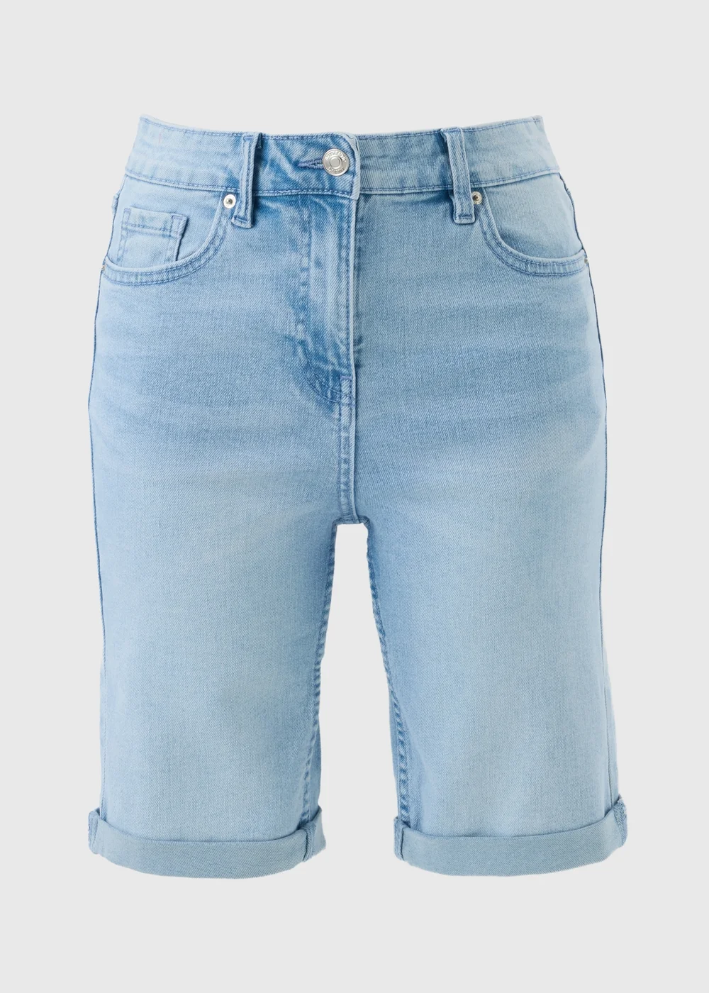 Light Wash Denim Knee Length Shorts - 8 Image 1