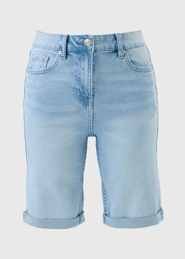 Light Wash Denim Knee Length Shorts