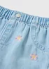 Baby Blue Flower Embroidered Denim Shorts (Newborn-23mths) - Up to 1 Month Image 2