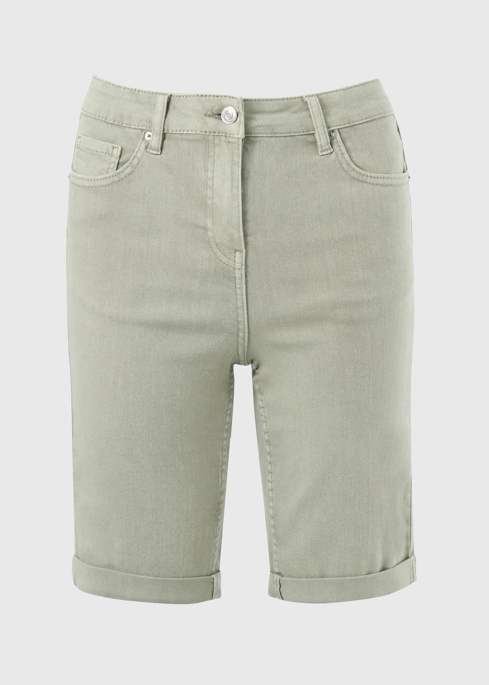 Light Green Denim Knee Length Shorts - Size 8 Image 1