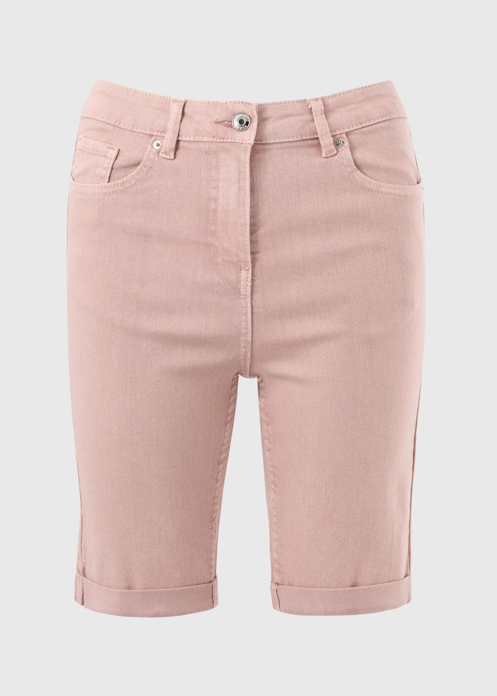 Pink Denim Knee Length Shorts - 8 Image 1