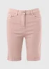 Pink Denim Knee Length Shorts - 8 Image 1