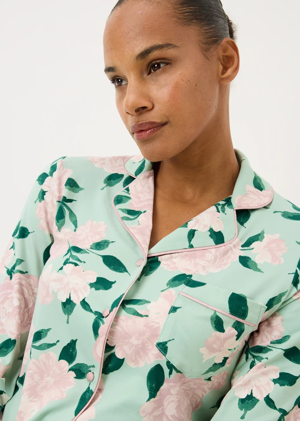 Green Floral Button Pyjama Set - Extra small Image 2