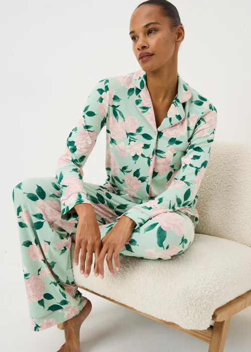 Green Floral Button Pyjama Set - Extra small Image 1