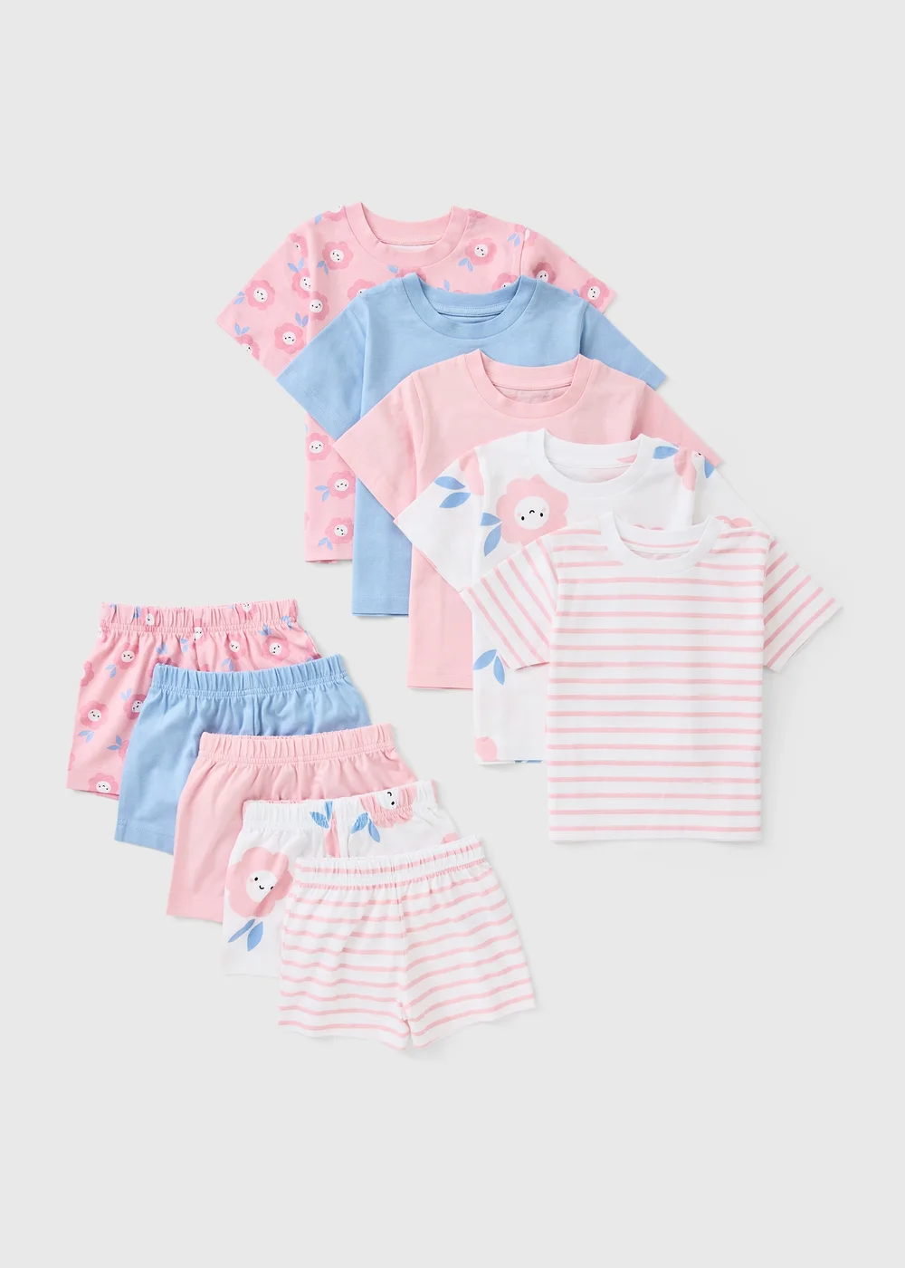 5 Pack Girls Pink Flower Pyjama Sets (1-7yrs) - 1 to 1 half years Image 1