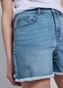Light Wash Frayed Hem Denim Shorts - 8 Image 5