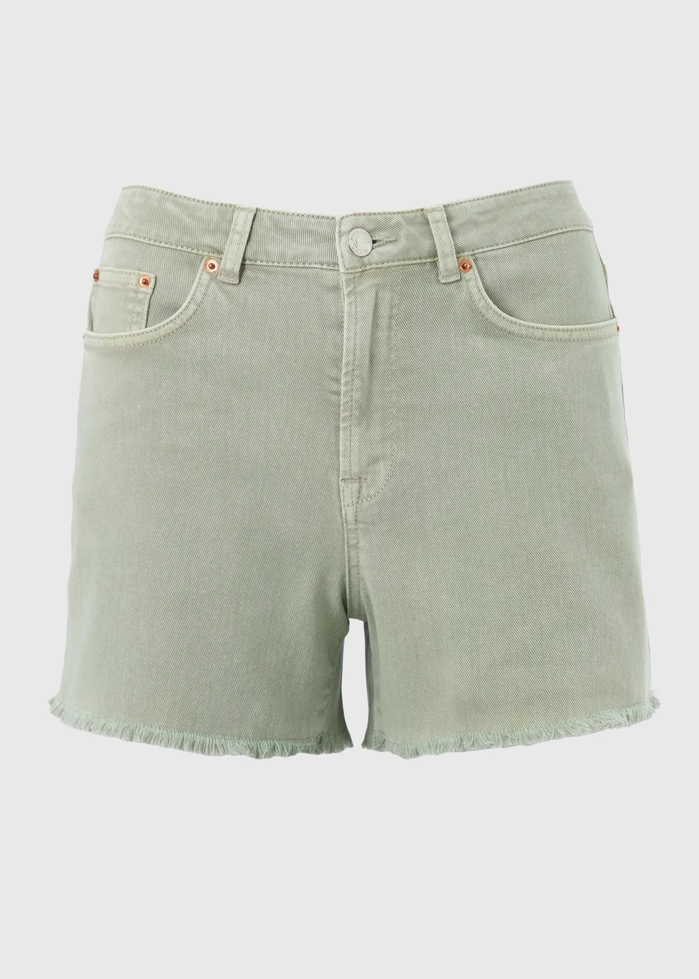 Green Stretch Frayed Denim Shorts - 20 Image 3