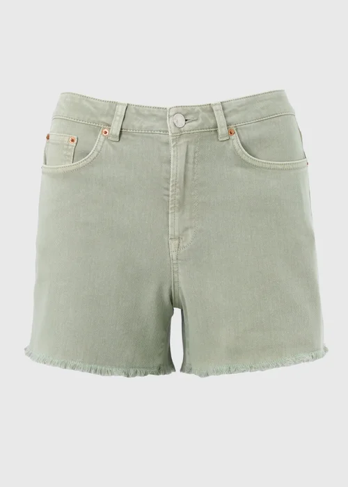 Green Frayed Denim Shorts - 8 Image 3