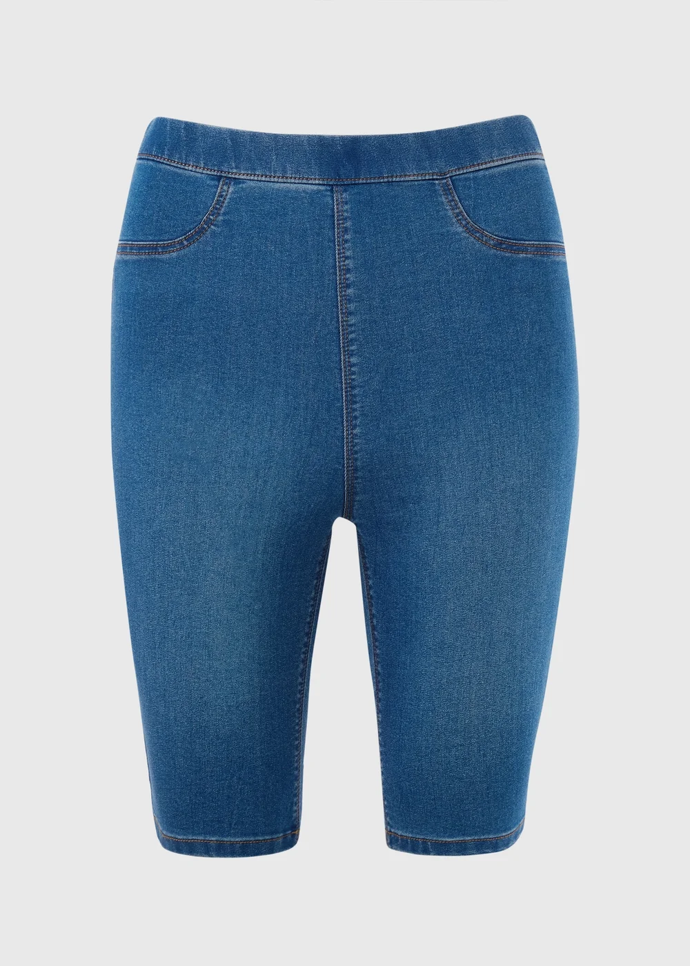 Rosie Mid Wash Stretch Knee Length Denim Shorts - 8 Image 1