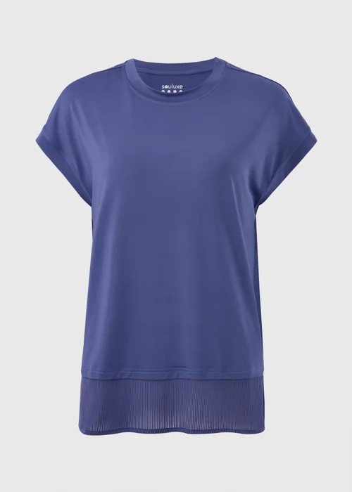 Souluxe Blue Ribbed Hem Sports T-Shirt - Small Image 4