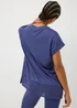 Souluxe Blue Ribbed Hem Sports T-Shirt - Small Image 3