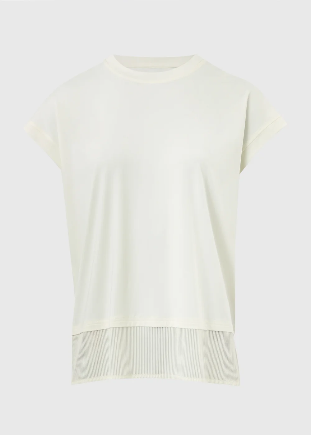 Souluxe Cream Ribbed Hem Sports T-Shirt - Small Image 1