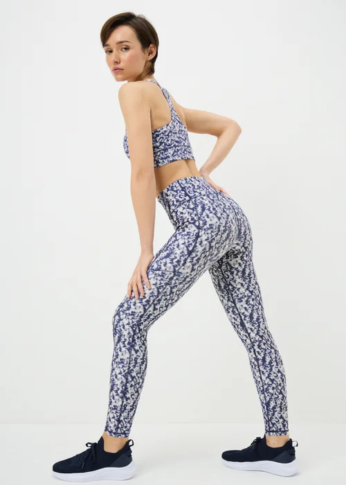 Souluxe Blue Mottle Print Gym Leggings - Size 8 Image 1