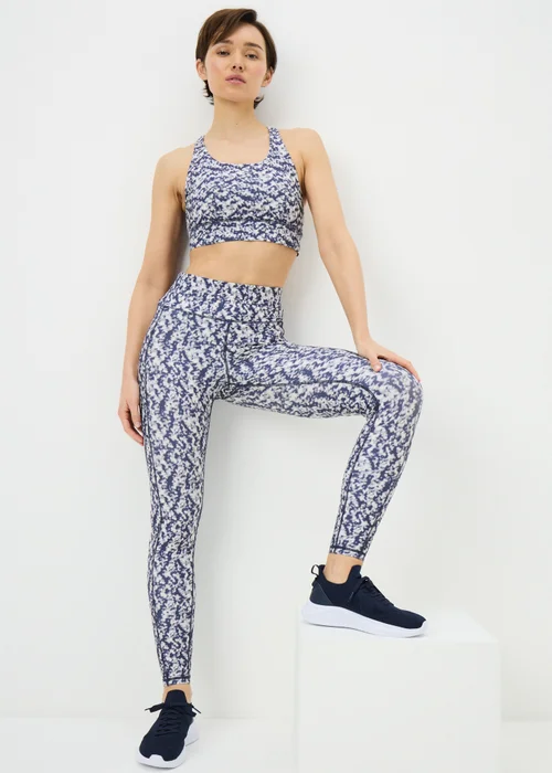 Souluxe Blue Mottle Print Gym Leggings - Size 8 Image 3