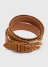 Tan Faux Suede Studded Belt - Small Image 2