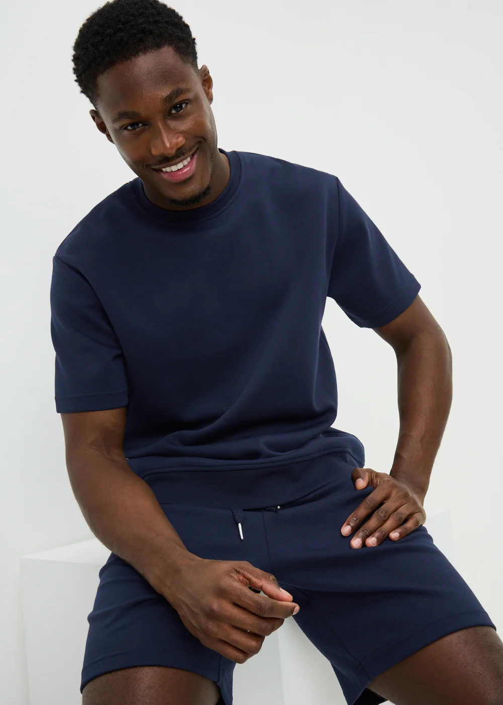 Navy Elevated Co Ord T-Shirt - Small Image 1