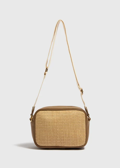Natural Straw Camera Bag - One Size Image 1