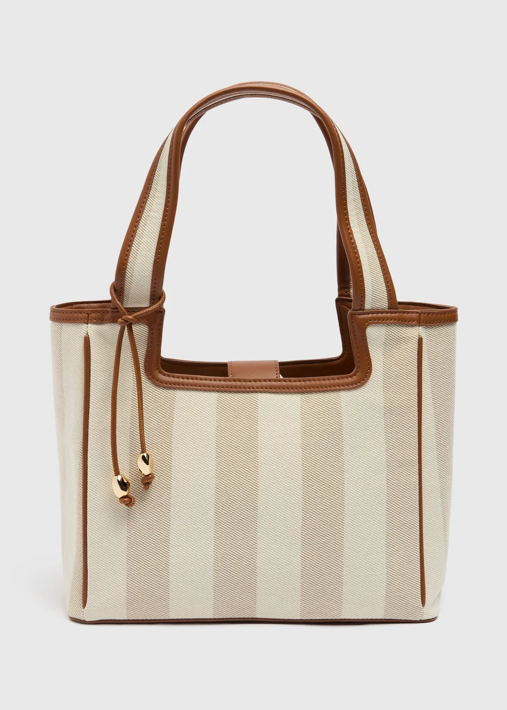 Natural Stripe Boxy Tote Bag - One Size Image 2
