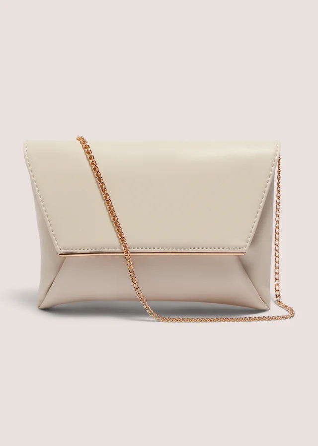Cream Clutch Bag With Strap