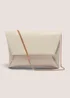 Cream Clutch Bag With Strap - One Size Image 1
