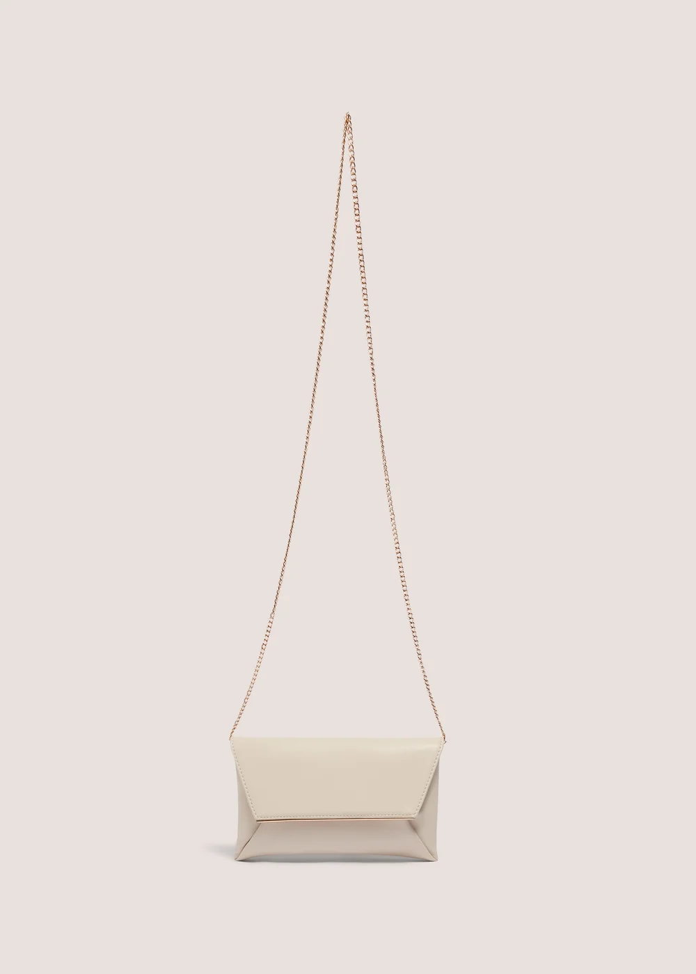 Cream Clutch Bag With Strap - One Size Image 2