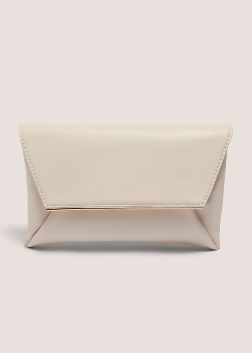 Cream Clutch Bag With Strap - One Size Image 3