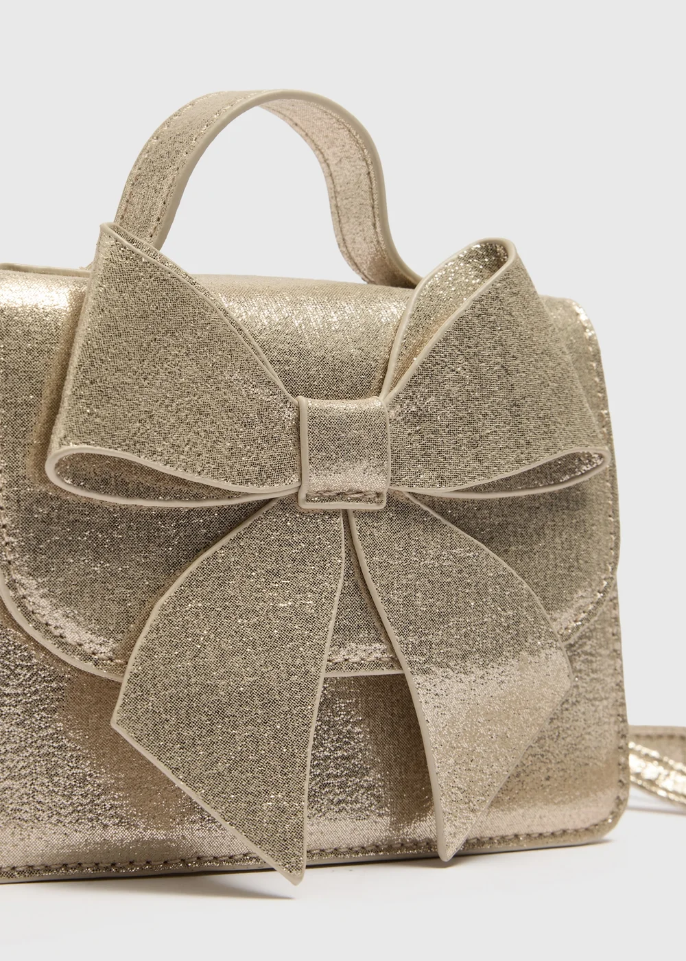 Girls Gold Bow Occasion Bag - One Size Image 2