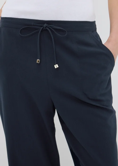 Navy Cropped Clipper Trousers - 14 Image 3