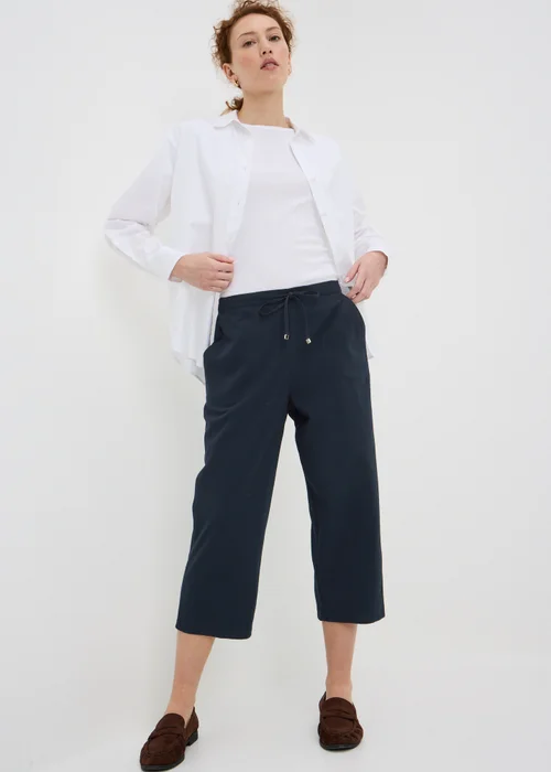 Navy Cropped Clipper Trousers - 14 Image 1