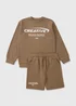 Boys Brown Creative Sweatshirt & Short Set (7-15yrs) - Age 7 Years Image 1
