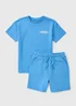 Boys Blue Essentials Top & Short Set (7-15yrs) - Age 7 Years Image 1
