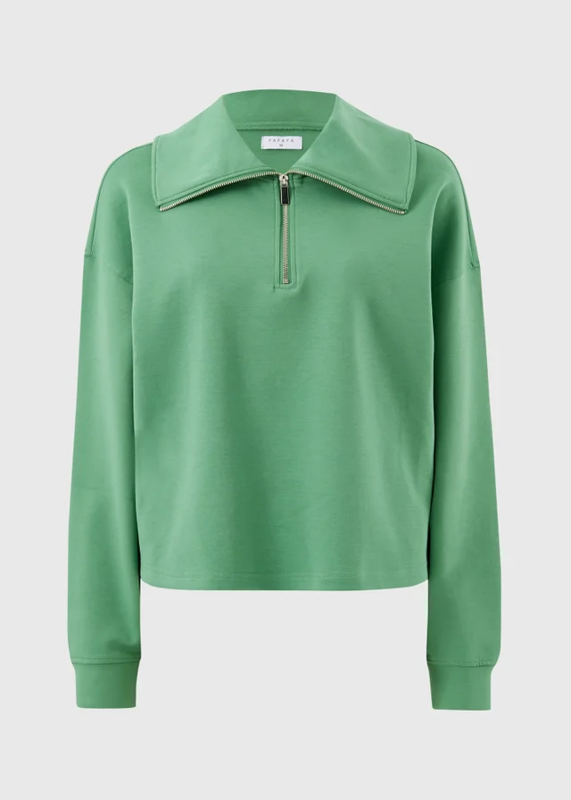 Green Interlock Wide Collar Sweatshirt