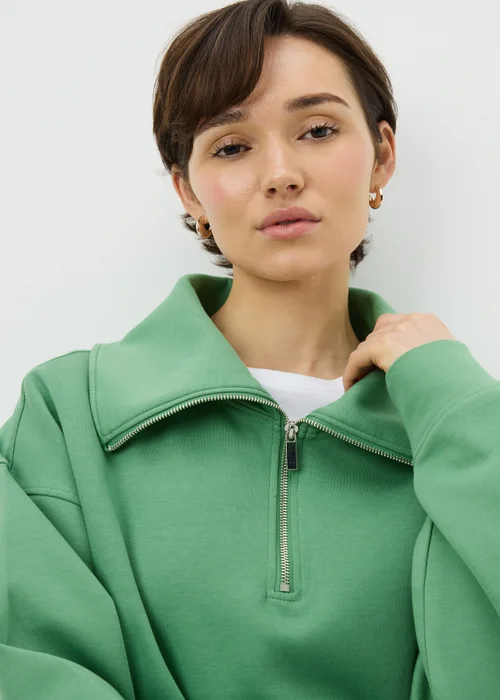 Green Interlock Wide Collar Co Ord Sweatshirt - Extra small Image 2