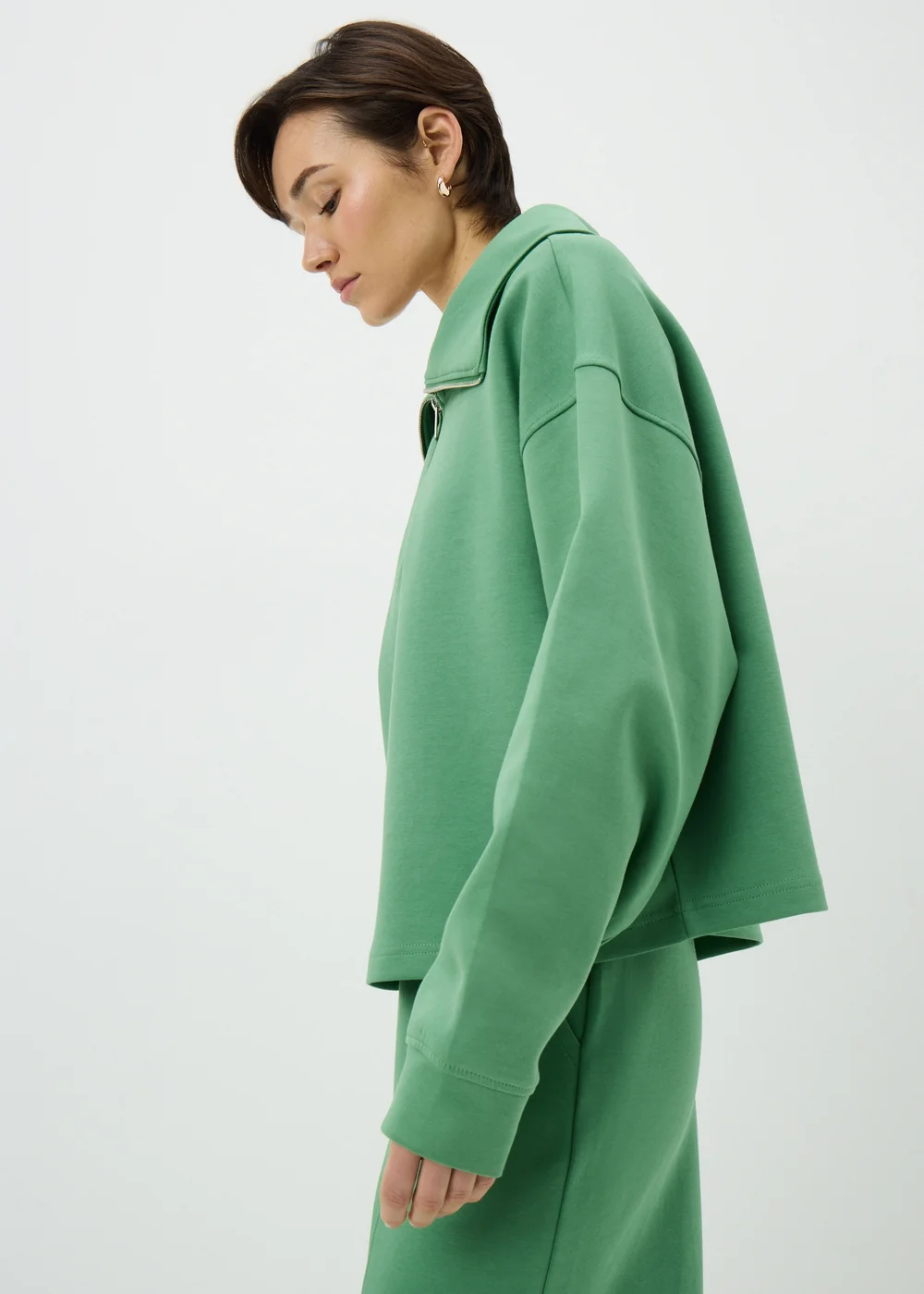 Green Interlock Wide Collar Co Ord Sweatshirt - Extra small Image 3