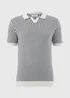 Ecru Stripe Revere Knitted Polo Shirt - Small Image 4
