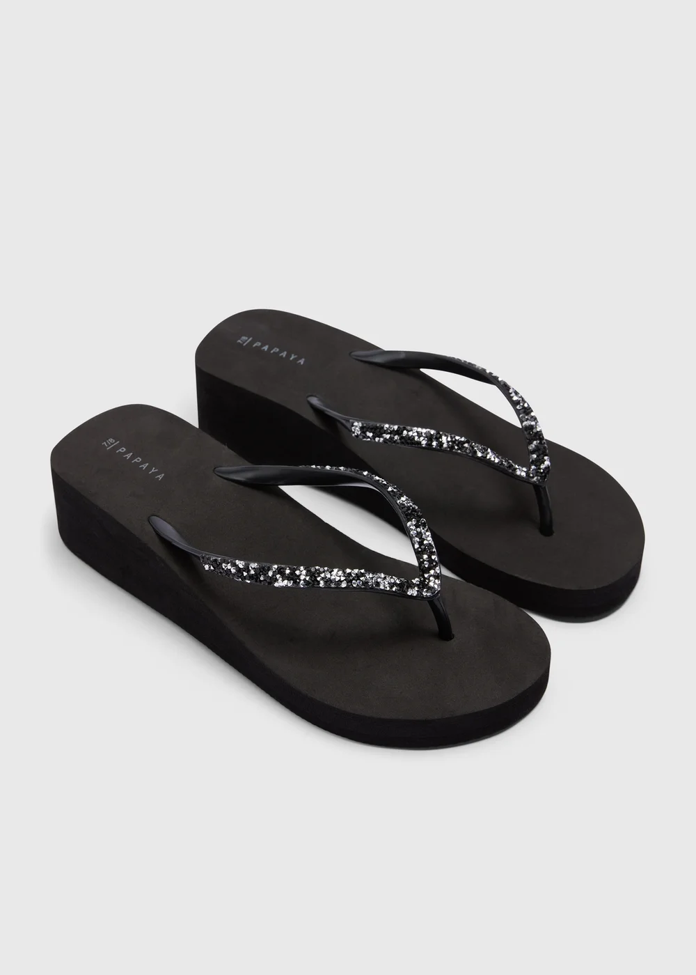 Black Wedge Flip Flops - Small Image 1
