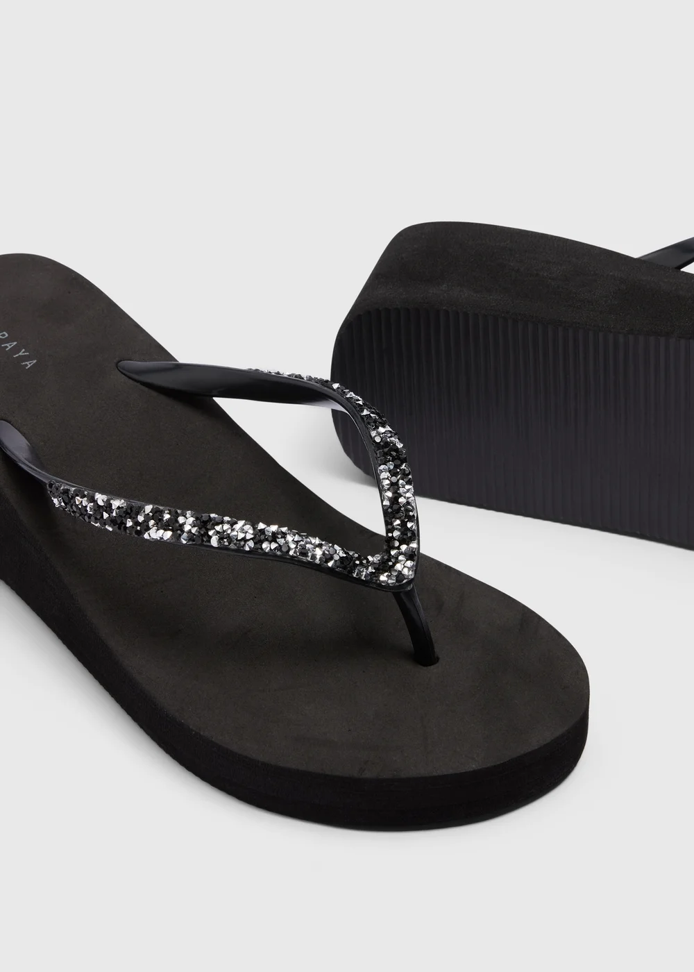 Black Wedge Flip Flops - Small Image 2