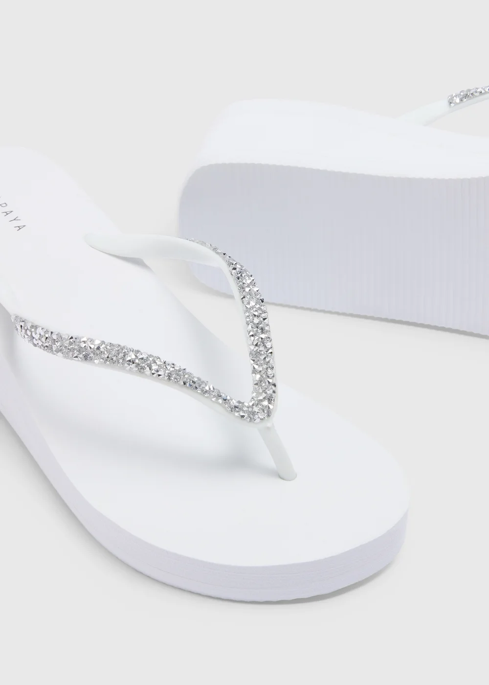 White Wedge Flip Flops - Small Image 2