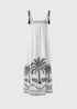 White Palm Tree Shirred Beach Dress - Extra small Image 1