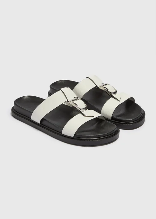 White T Bar Buckle Footbed Sandals - Size 3 Image 1