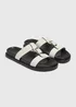 White T Bar Buckle Footbed Sandals - Size 3 Image 1