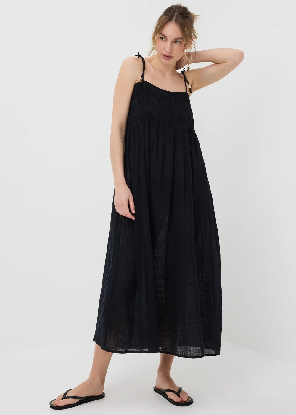 Black Crinkle Midi Beach Dress - XS Image 1