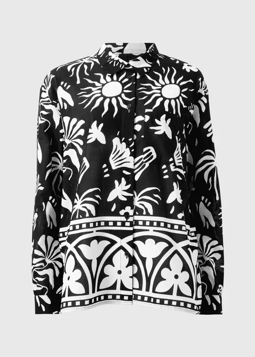 Black Monochrome Border Print Co Ord Shirt - Small Image 2