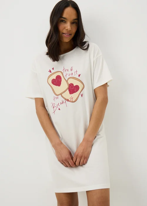 White Tea & Toast T-Shirt Nightie - Extra small Image 1