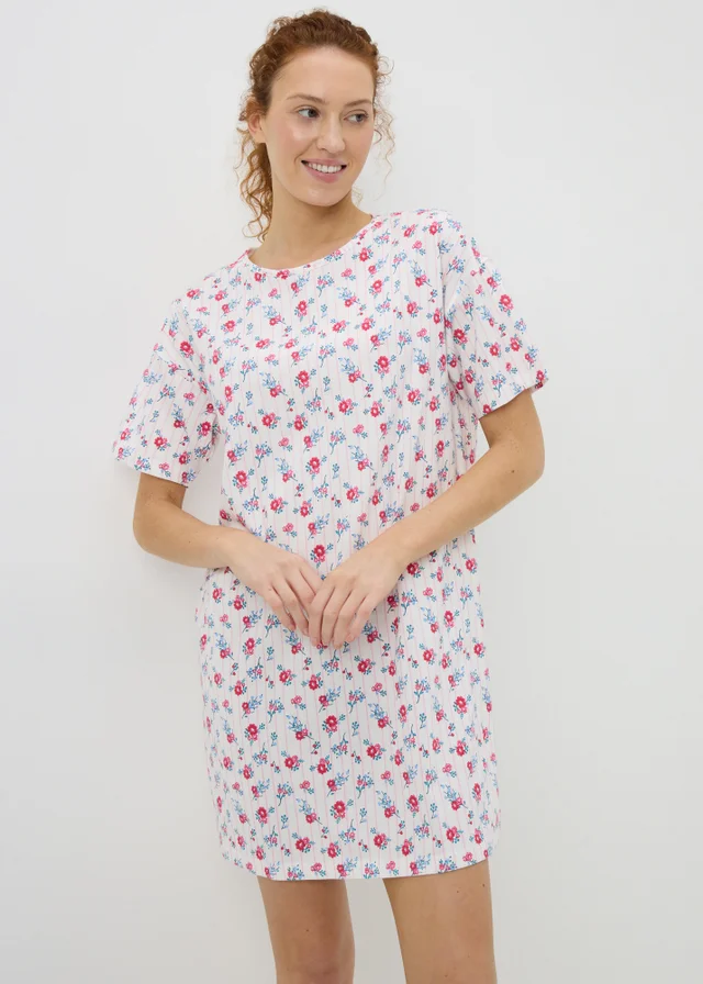 White Floral T-Shirt Nightie