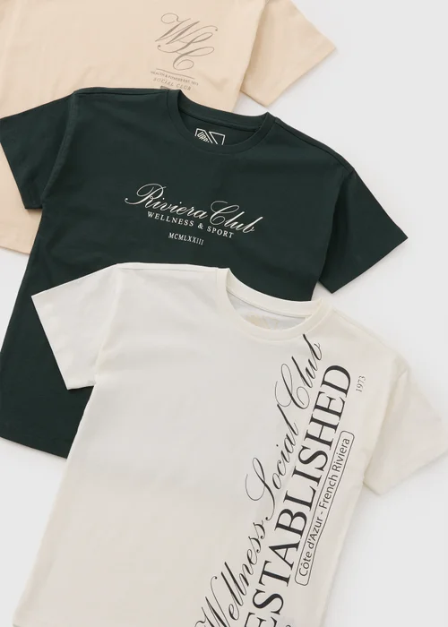 3 Pack Boys Multicolour Smart Slogan T-Shirt (7-15yrs) - Age 7 Years Image 2