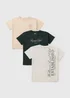 3 Pack Boys Multicolour Smart Slogan T-Shirt (7-15yrs) - Age 7 Years Image 1
