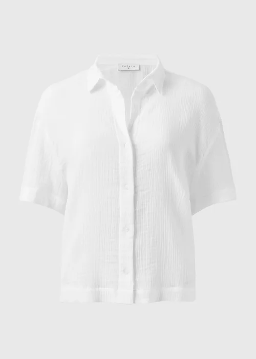 White Double Cloth Co Ord Beach Shirt - Extra small Image 4