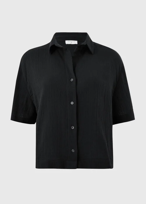 Black Double Cloth Co Ord Beach Shirt - Extra small Image 3