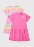 2 Pack Girls Multicolour Jersey Dresses (7-15yrs) - Age 7 Years Image 1
